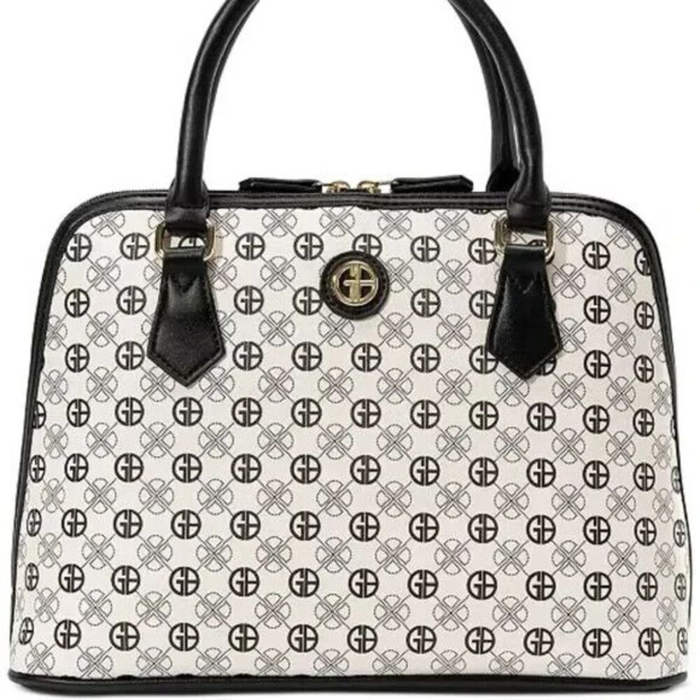 Giani Bernini White Black  Block Signature Dome Satchel